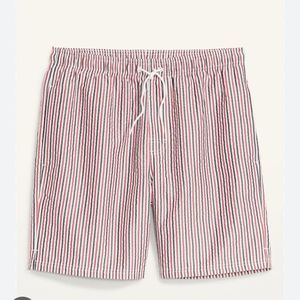 Old Navy Stripe Seersucker Swim Trunks Shorts Swimsuit Men Small Red White Blue